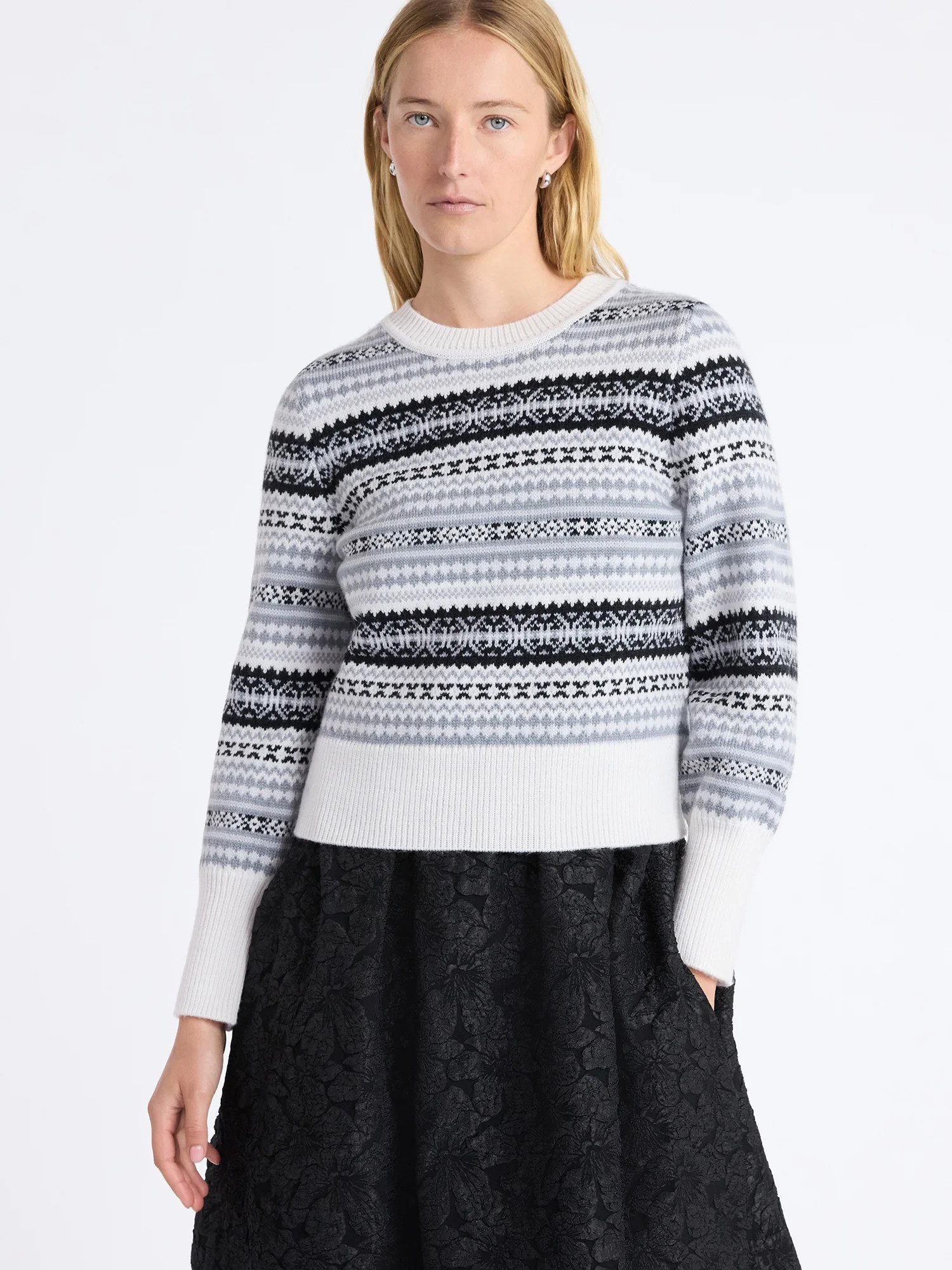 Free Assembly Women's and Women’s Plus Fair Isle Pullover Sweater with Tall Cuffs, Midweight, S... | Walmart (US)