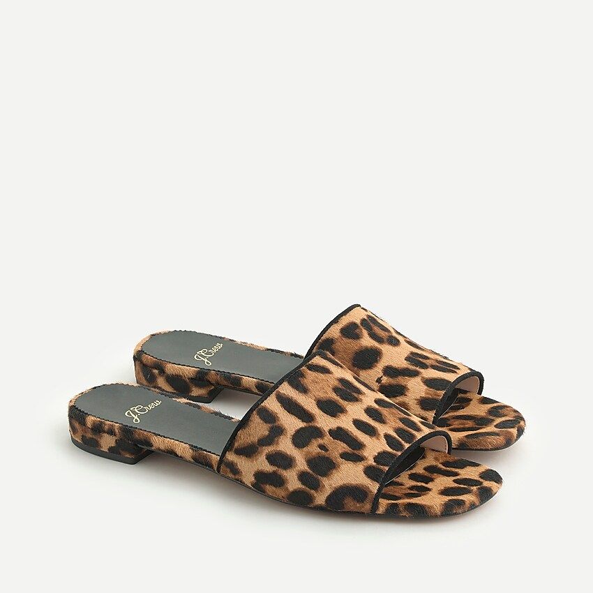 Abbie slide sandals in leopard calf hair | J.Crew US