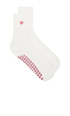 WellBeing + BeingWell Breathe Grip Sock in White & Berry from Revolve.com | Revolve Clothing (Global)