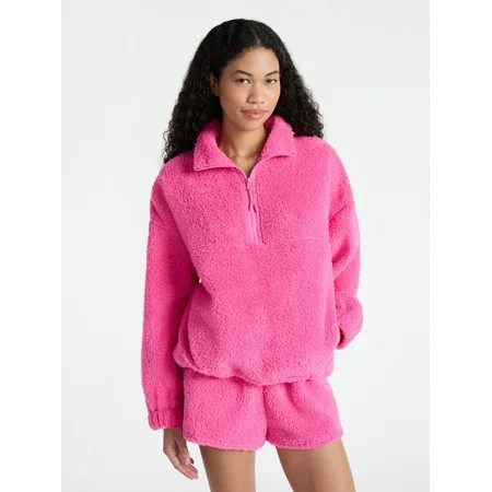 No Boundaries Plush Half-Zip Pullover, Women's and Plus | Walmart (US)