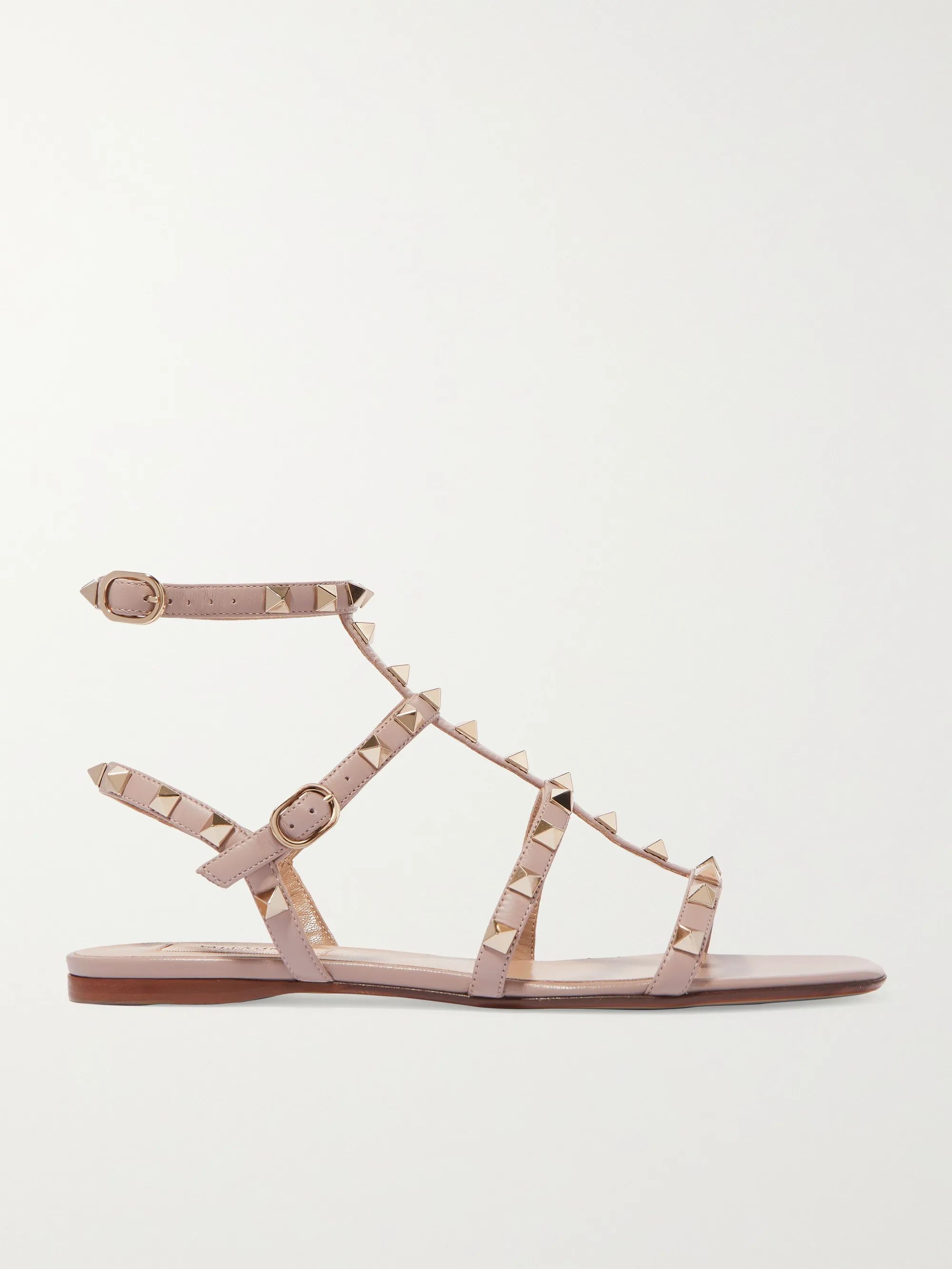 Blush Valentino Garavani Rockstud leather sandals | Valentino | NET-A-PORTER | NET-A-PORTER (US)