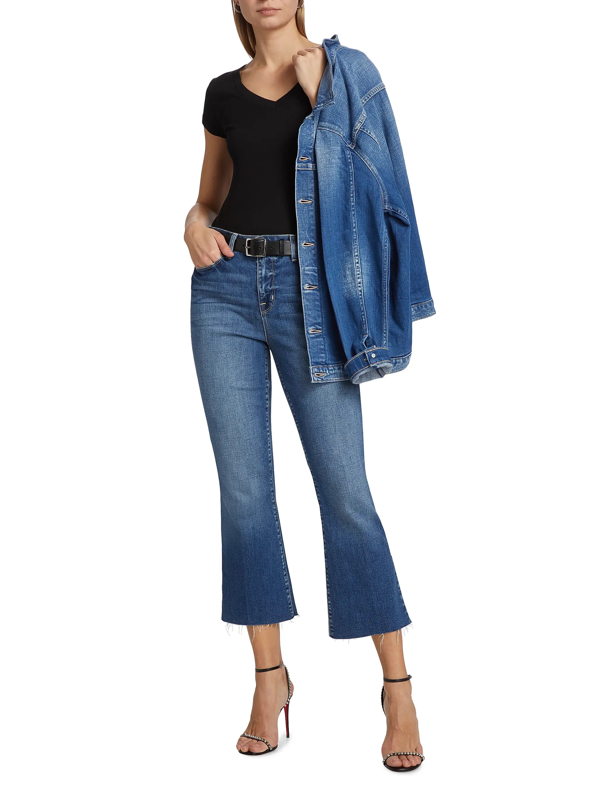 Kendra Mid-Rise Stretch Flare Crop Jeans | Saks Fifth Avenue