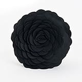 Flower Pillow - 13" | Black | Round | 1 Pc. | Amazon (US)
