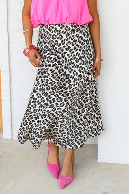 TWT® Naomi Beige Leopard Midi Skirt Beige Leo / One Size | The Willow Tree