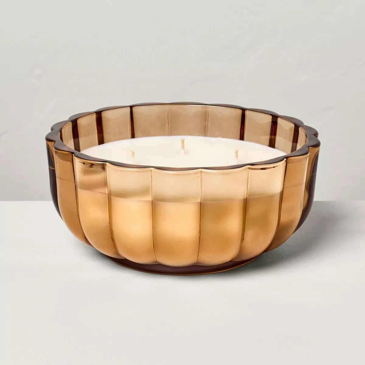 Tinted Glass Harvest Chestnut Scalloped Jar Candle Orange - Hearth & Hand™ with Magnolia | Target