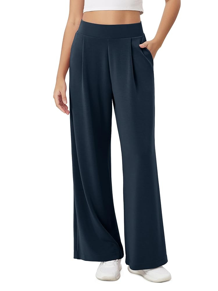 ODODOS Modal Soft Wide Leg Pants for Women High Waist Casual Relaxed Pants with Pockets-27/29"/ 3... | Amazon (US)