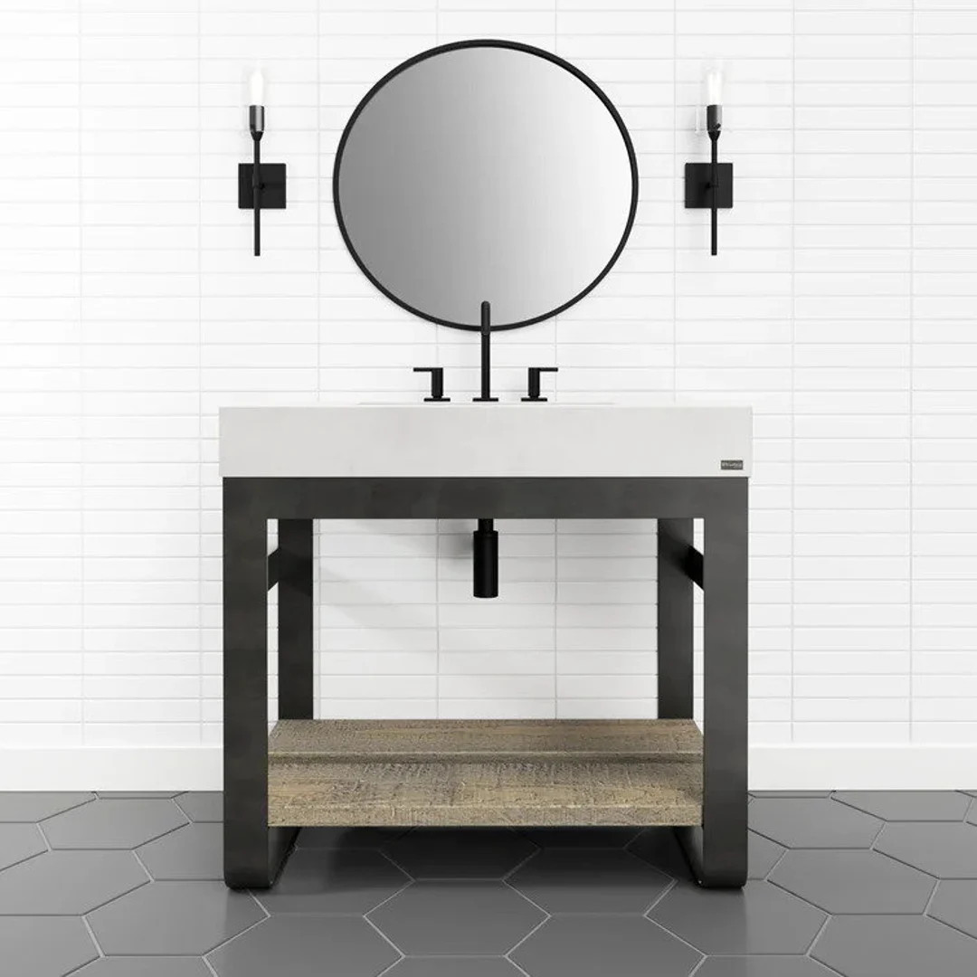 30 Inch Trueform Outland Steel Vanity with Modern Concrete Sink for Bathrooms with Rustic Distres... | Etsy (US)