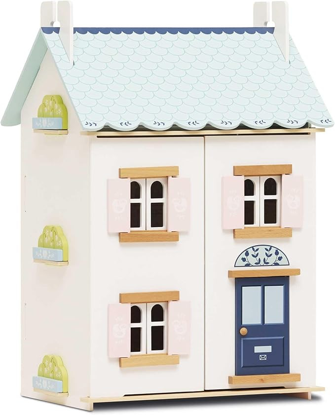 Le Toy Van – Blue Belle Wooden Doll House | Girls & Boys 3 Storey Wooden Dolls House Play Set -... | Amazon (US)