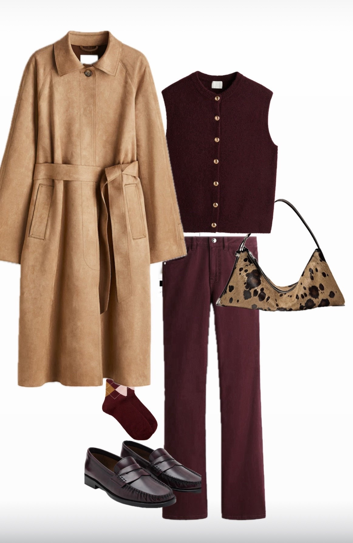 Autumn outfit - trench coat, burgundy, loafers, animal print handbagg

#LTKuk #LTKFashionMonth #LTKautumn
