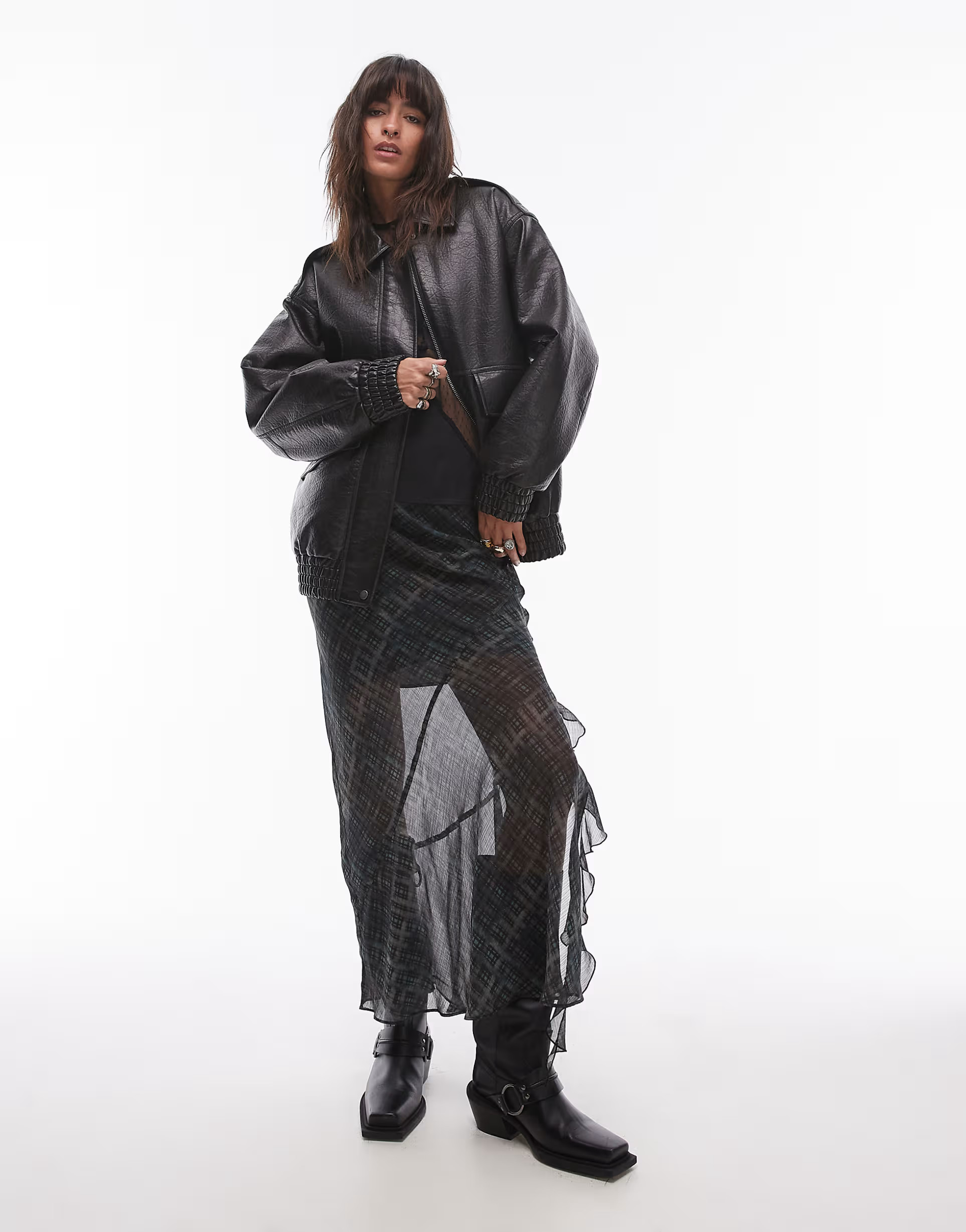 Topshop faux leather oversized bomber jacket in black | ASOS (Global)