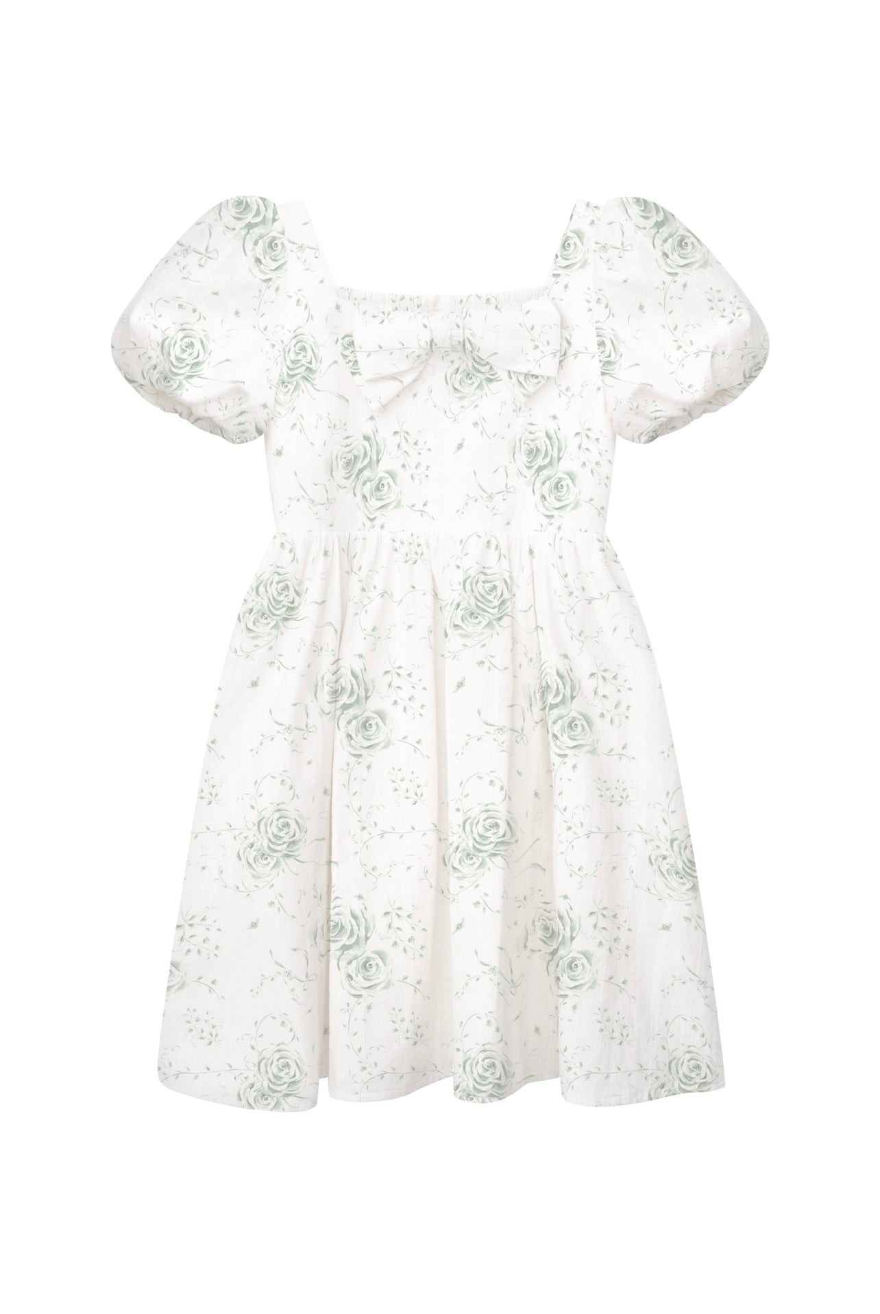 The Kylie Girl Dress - Celadon Heirloom Floral by Floraison | Support HerStory