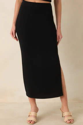 Z Supply Ainslie Black Knit Midi Skirt | Red Dress