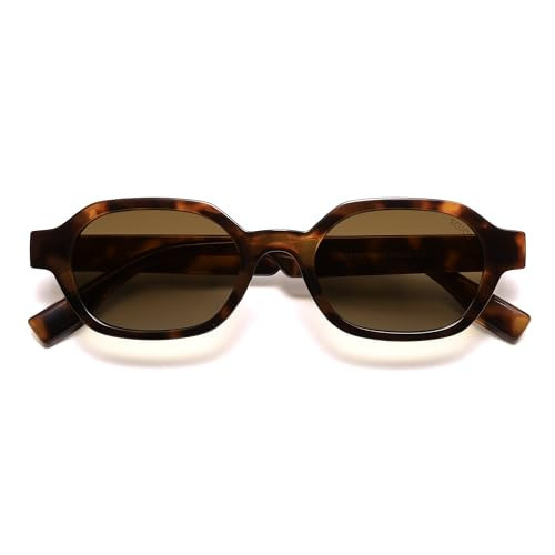 SOJOS Retro Polarized Hexagon Sunglasses for Women Men, UV400 Trendy Rectangle 70s 80s 90s Shades SJ2389,Tortoise/Brown | Amazon (US)