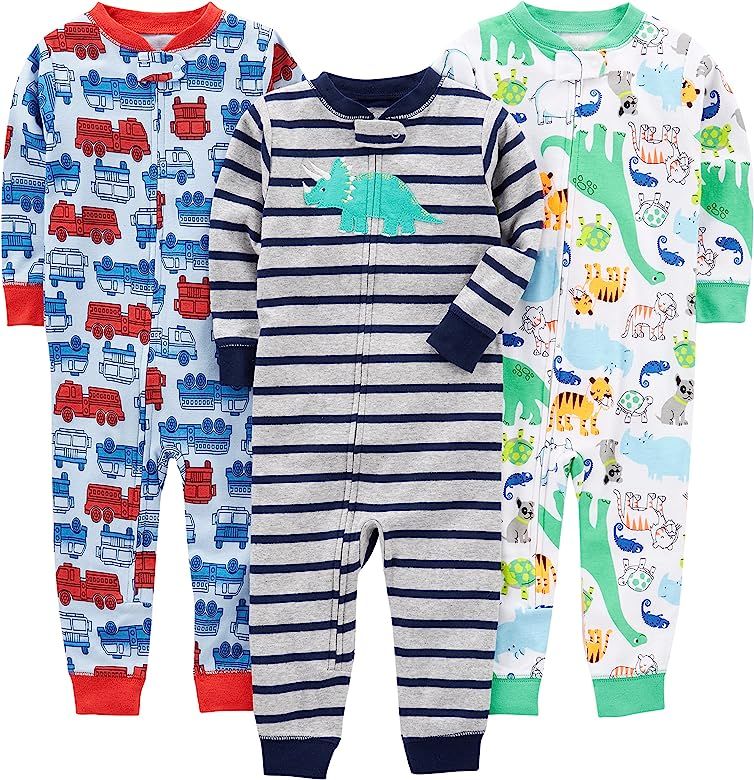 Baby and Toddler Boys' 3-Pack Snug Fit Footless Cotton Pajamas | Amazon (US)