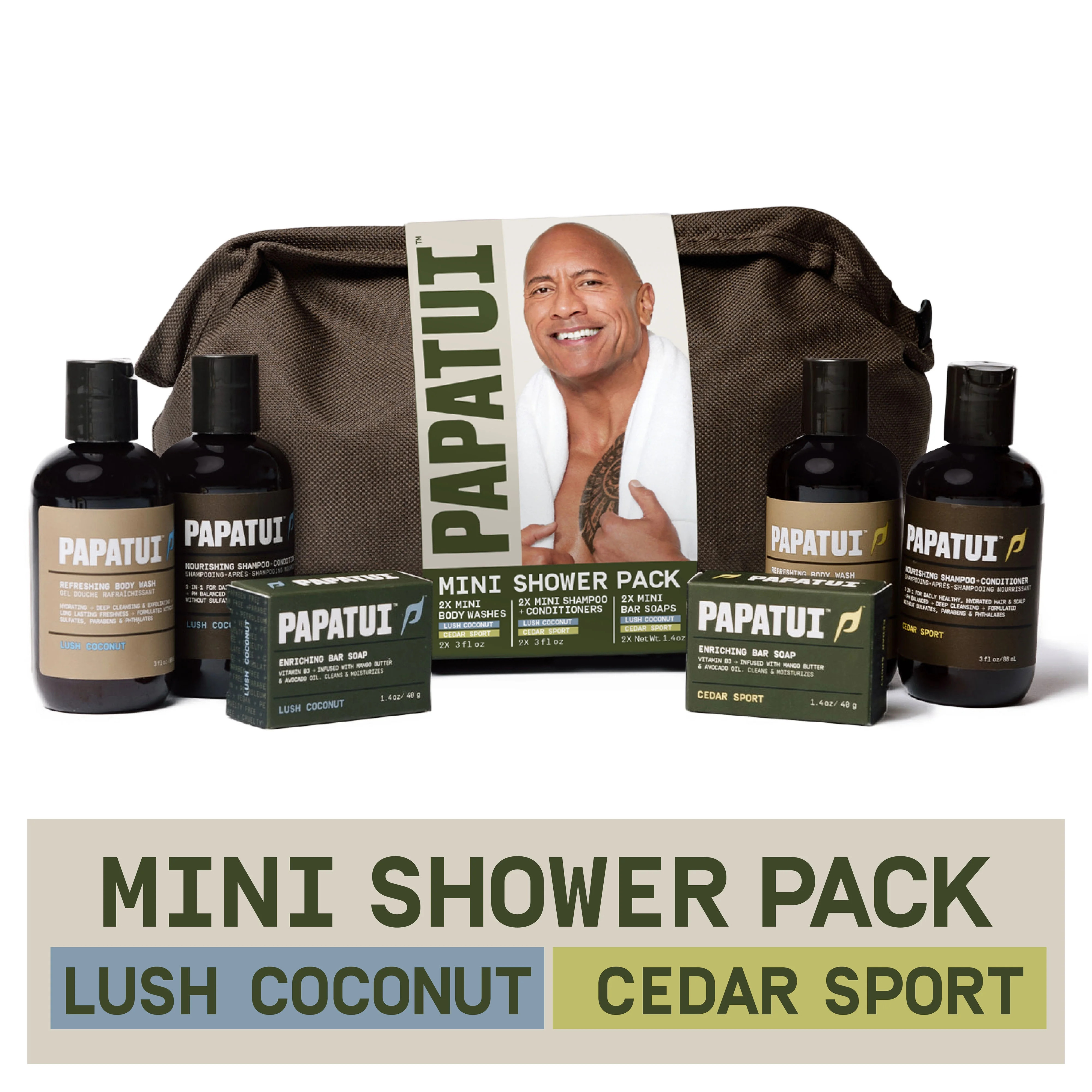 Papatui Holiday Gift Set, Men's Care Mini Shower Pack, Mini Shampoo Conditioner, Body Wash, Bar S... | Walmart (US)