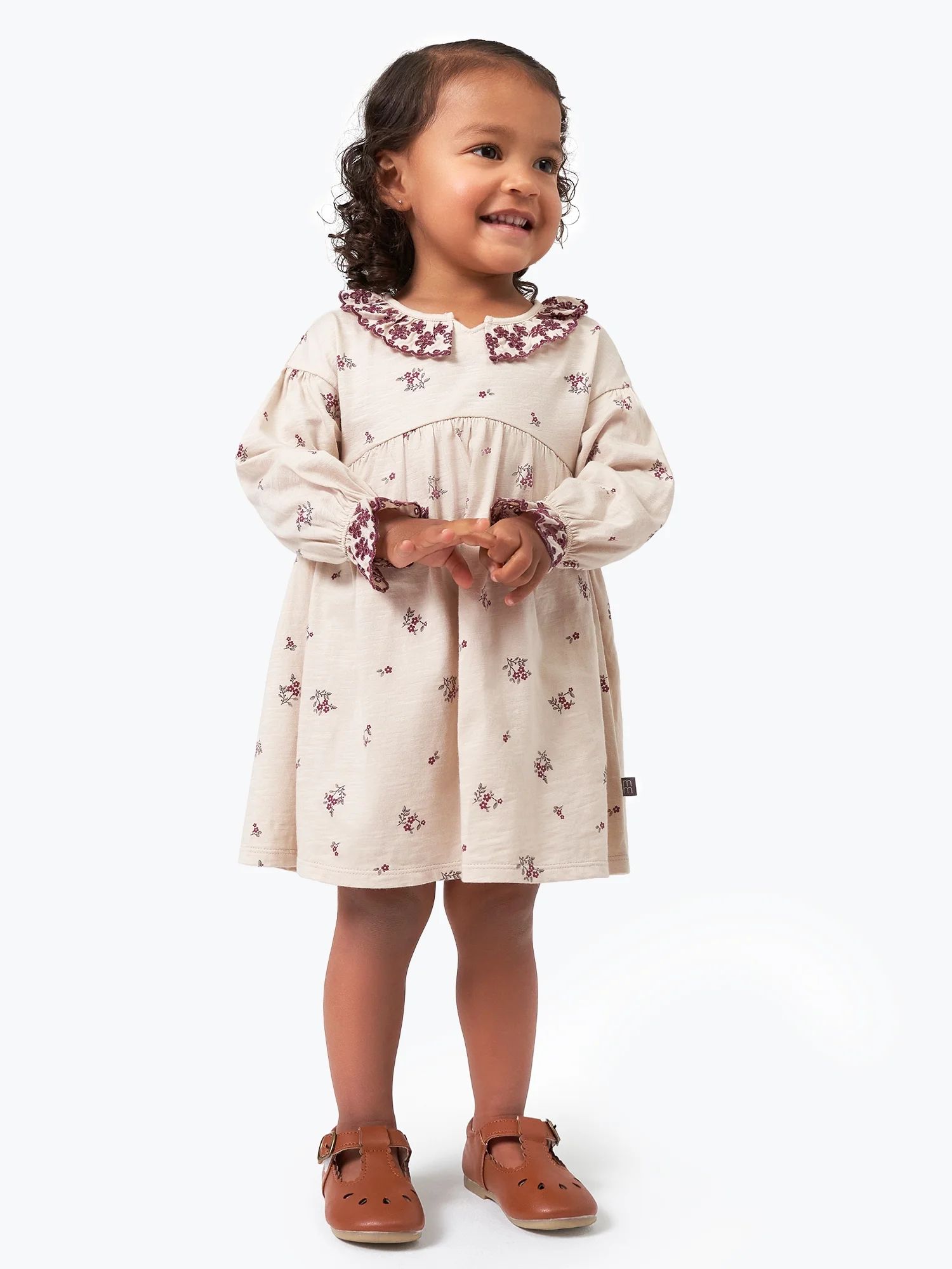 Modern Moments by Gerber Toddler Girl Dress with Neck Ruffle and Embroidery, Sizes 12 Months - 5T | Walmart (US)