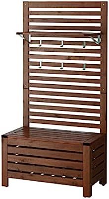 IKEA Applaro Bench W/Wall Panel + Shelf Outdoor Brown Stained 199.174.02 Size 31 1/2x17 3/8x62 1/... | Amazon (US)