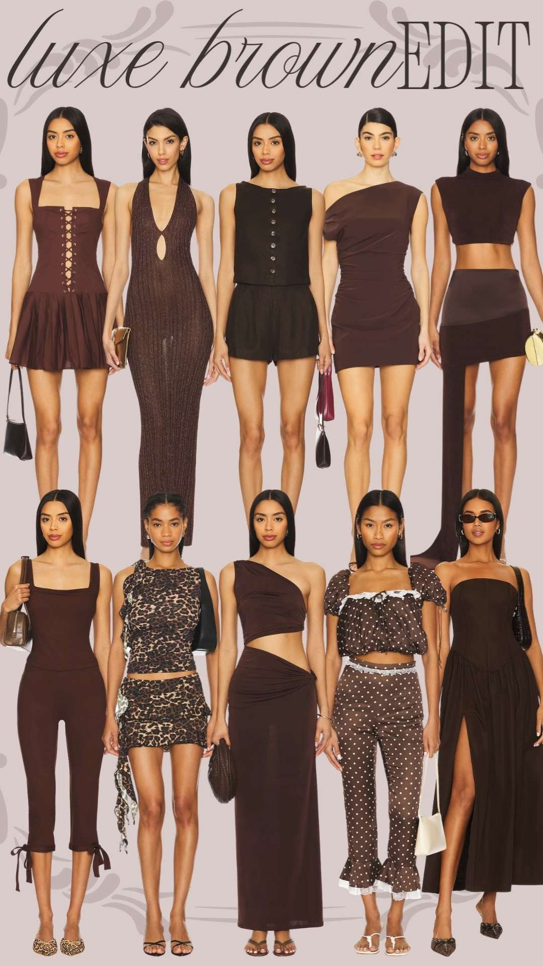 Chic Luxe Brown Spring Outfits from Revolve 🤎
Step into spring with elevated neutrals. These luxe brown outfits from Revolve are the ultimate in rich girl energy—think chocolate satin, caramel-toned sets, and mocha matching looks perfect for brunch, city strolls, and warm-weather events. Classy, minimal, and so on trend.

Shop my favorite luxe brown looks now on LTK 💻✨

#LuxeBrownOutfits #SpringOutfitInspo #RevolveSpringStyle #ChicNeutralLooks #BrownTonesForSpring #CapsuleWardrobe2025 #RichGirlAesthetic #MonochromeStyle #NeutralSpringFashion #RevolveStyleEdit #MinimalistSpringLooks #CleanGirlAesthetic #LTKOutfits #PinterestFashionFinds #ElevatedBasics #BrownOutfitIdeas 

 #LTKSeasonal #LTKStyleTip #LTKTravel