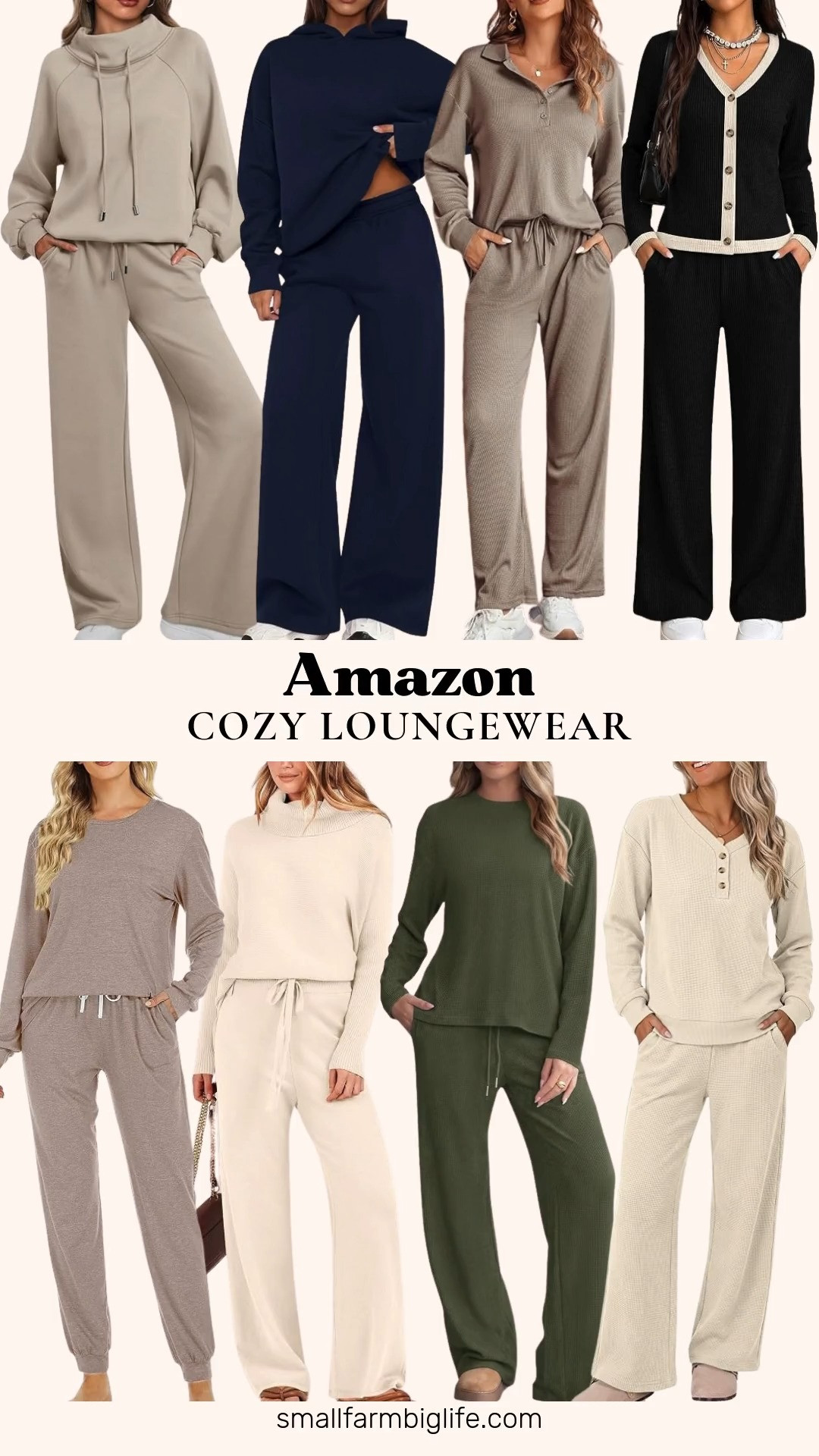 ☕ Amazon Cozy Loungewear

As the weather cools down, I'm reaching for cozy loungewear, and these Amazon matching sets go from relaxing at home to running errands. For soft pajama sets, choose a camel heather long sleeve top and pants with a drawstring waist and pockets, or a dark khaki waffle knit set with a button pullover and wide leg pants. Waffle knit sets are so cozy, with an army green drawstring tracksuit and a cream henley top with wide leg pants. For a polished look, try the beige oversized turtleneck sweater set or the light taupe mock neck sweatshirt and wide leg sweatpants. Rounding it out are a black and cream button front loungewear set and a navy blue oversized hoodie with baggy wide leg sweatpants. These comfy two piece sets are great for airport outfits, holiday travel, and slow weekends at home, and they make easy fall outfits for women over 50. They'd also make a thoughtful gift for anyone who loves to be cozy.

#amazonfashion #amazonfinds #loungewear #pajamaset #cozyoutfits 

 #LTKgrwm #LTKootd #LTKOver40