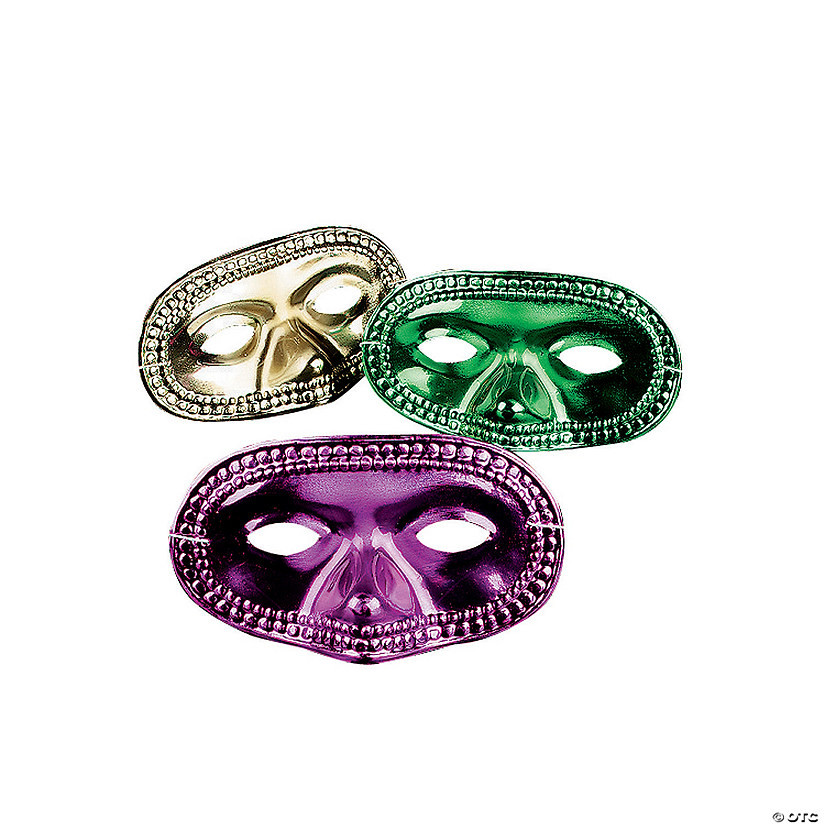 Metallic Mardi Gras Half Masks - 24 Pc. | Oriental Trading Company