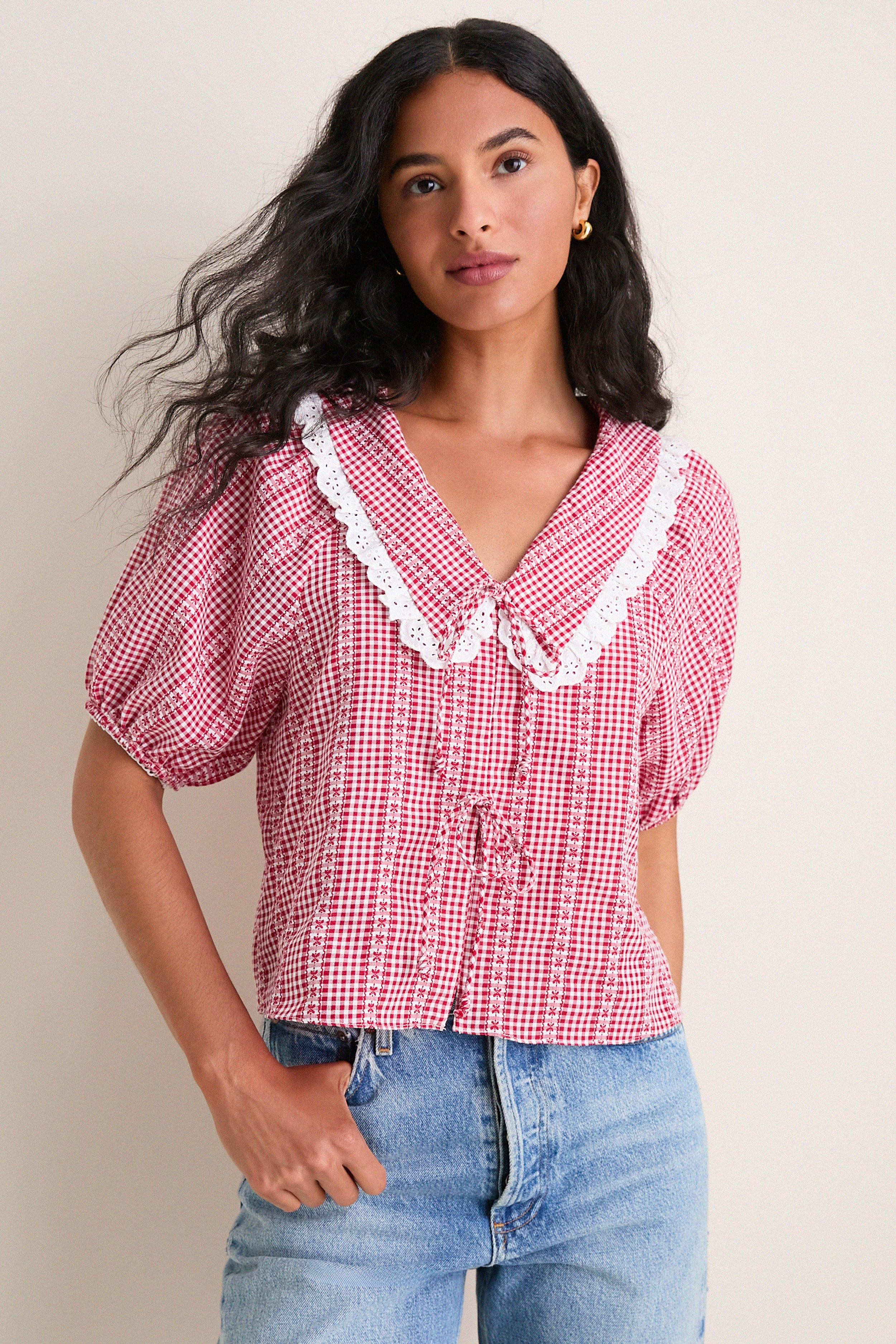 Red Gingham Toto Blouse | Tuckernuck (US)