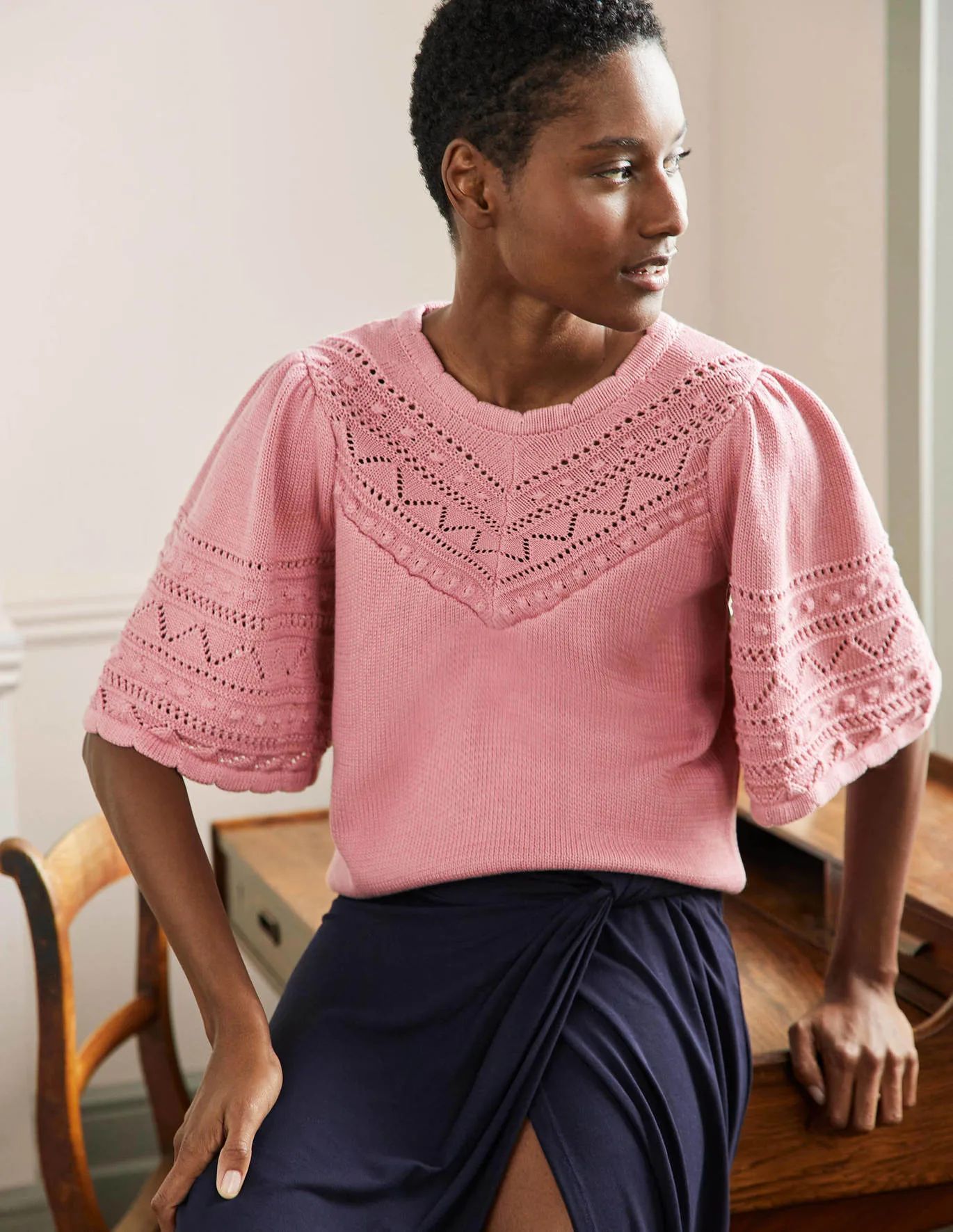 Wide Sleeve Crochet Sweater | Boden (US)