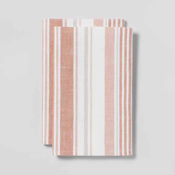 2pk Cotton Flat Weave Striped Kitchen Towels - Threshold™ | Target