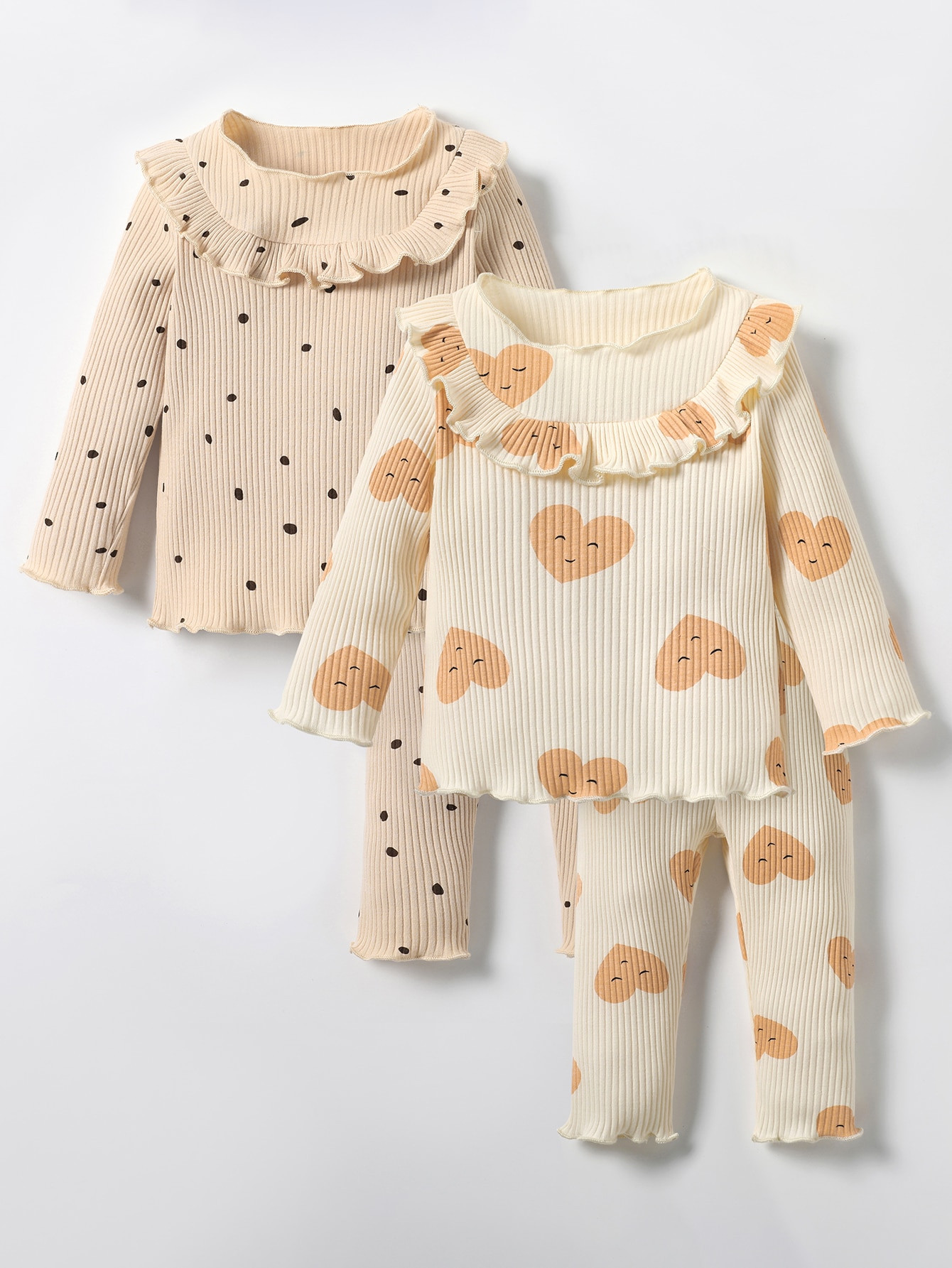 Baby 2pcs Ruffle Trim Lettuce Trim Tee & 2pcs Pants | SHEIN