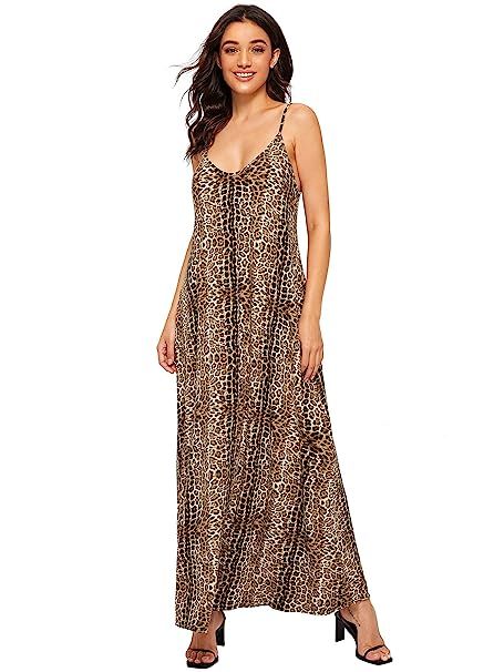 Verdusa Women's Casual Spaghetti Strap Flowy Long Beach Maxi Dress | Amazon (US)