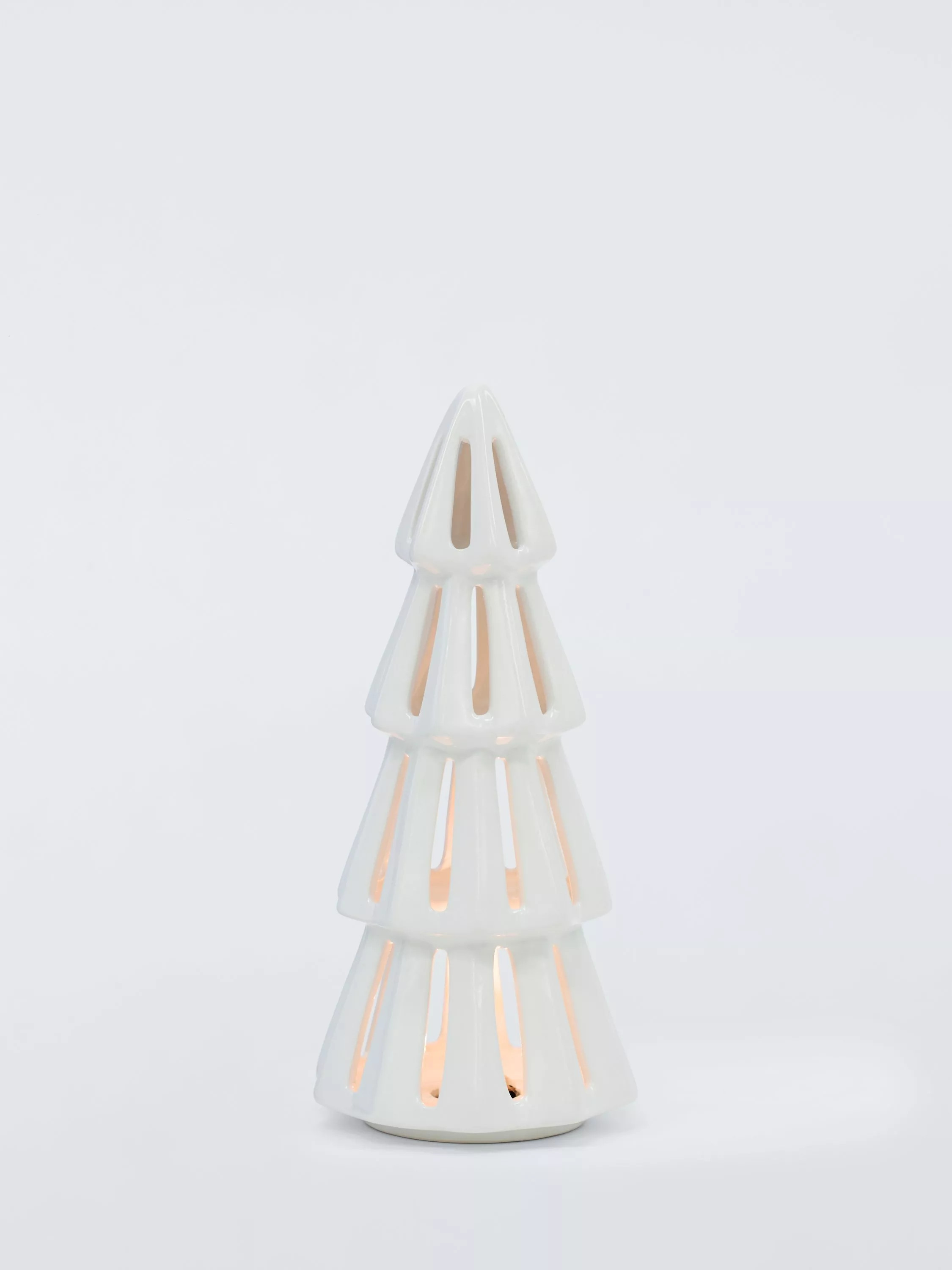 John Lewis Ancient Wonders LED Stoneware Christmas Tree, 27cm, White | John Lewis (UK)