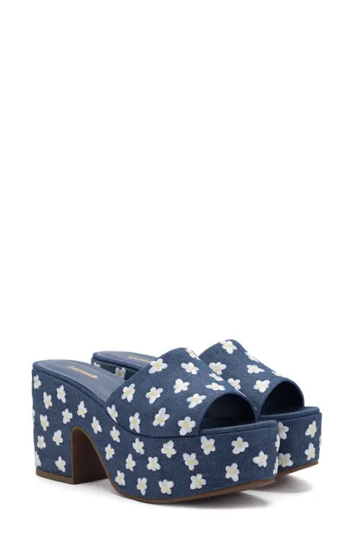 Larroudé Miso Platform Sandal in Blue at Nordstrom, Size 7.5 | Nordstrom