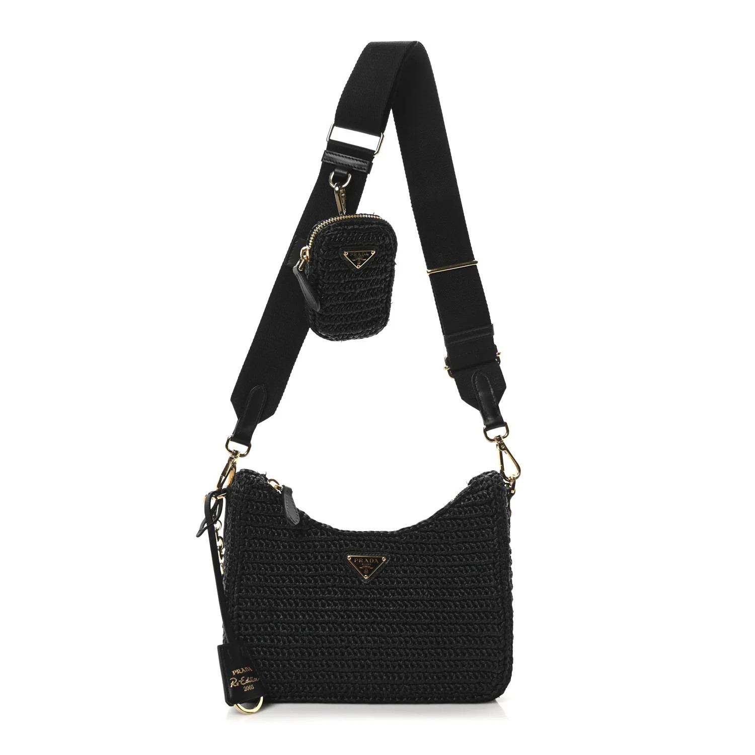 Yarn Raffia Effect Crochet Re-Edition 2005 Shoulder Bag Black | FASHIONPHILE (US)