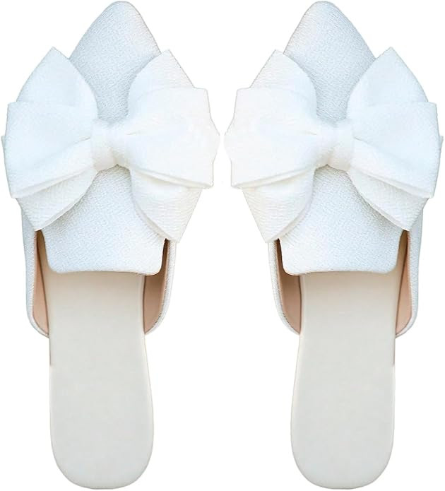 Verdusa Mules for Women Bow Dressy Pointed Toe Flat Shoes Backless Loafers Slide Sandals Casual S... | Amazon (US)