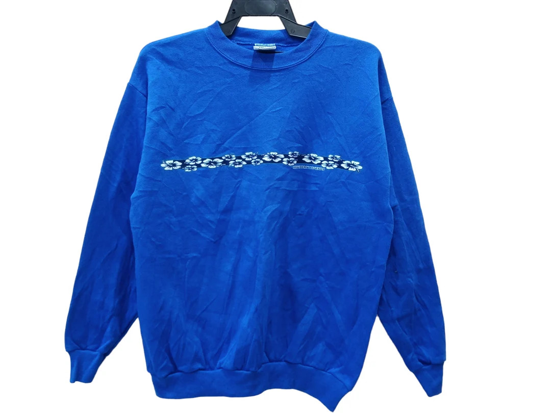 Vintage 90's Hawaiian Legends Blue Medium Sweatshirt Pullover Crewneck Sweater Size M - Etsy | Etsy (US)