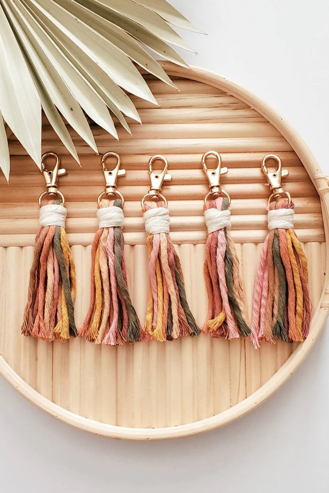 TASSEL BOHO KEYCHAIN Multicolor Small Macrame Keychain Bag - Etsy | Etsy (US)