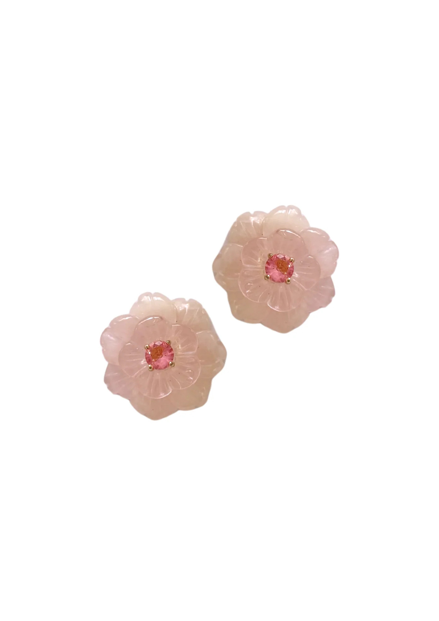 Grand Rose Quartz and Rose Studs | Nicola Bathie Jewelry