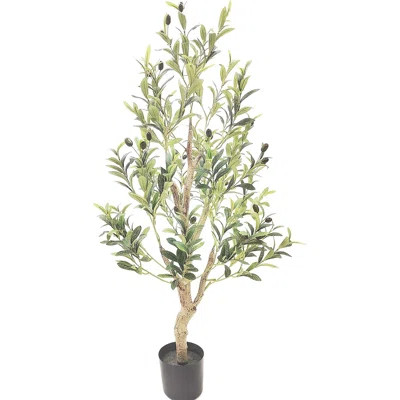 4Ft Olive Tree Plant, Fake Potted Tree With Natural Wood Trunk And Lifelike Fruits | Wayfair North America
