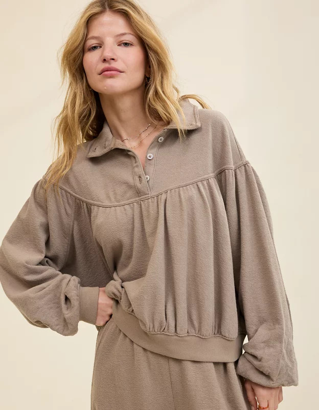 Aerie Soft Life Button Sweatshirt | American Eagle Outfitters (US & CA)