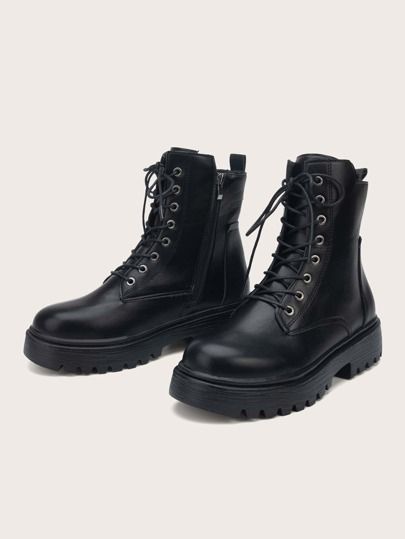 Minimalist Lace-up Front Combat Boots | SHEIN