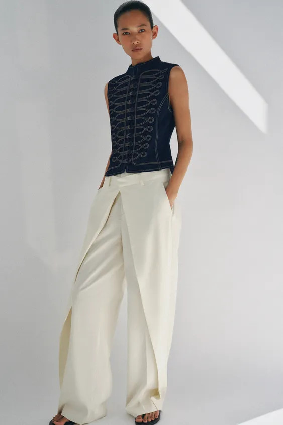 ZW COLLECTION DENIM WAISTCOAT WITH FIREMAN CLASPS | Zara UK