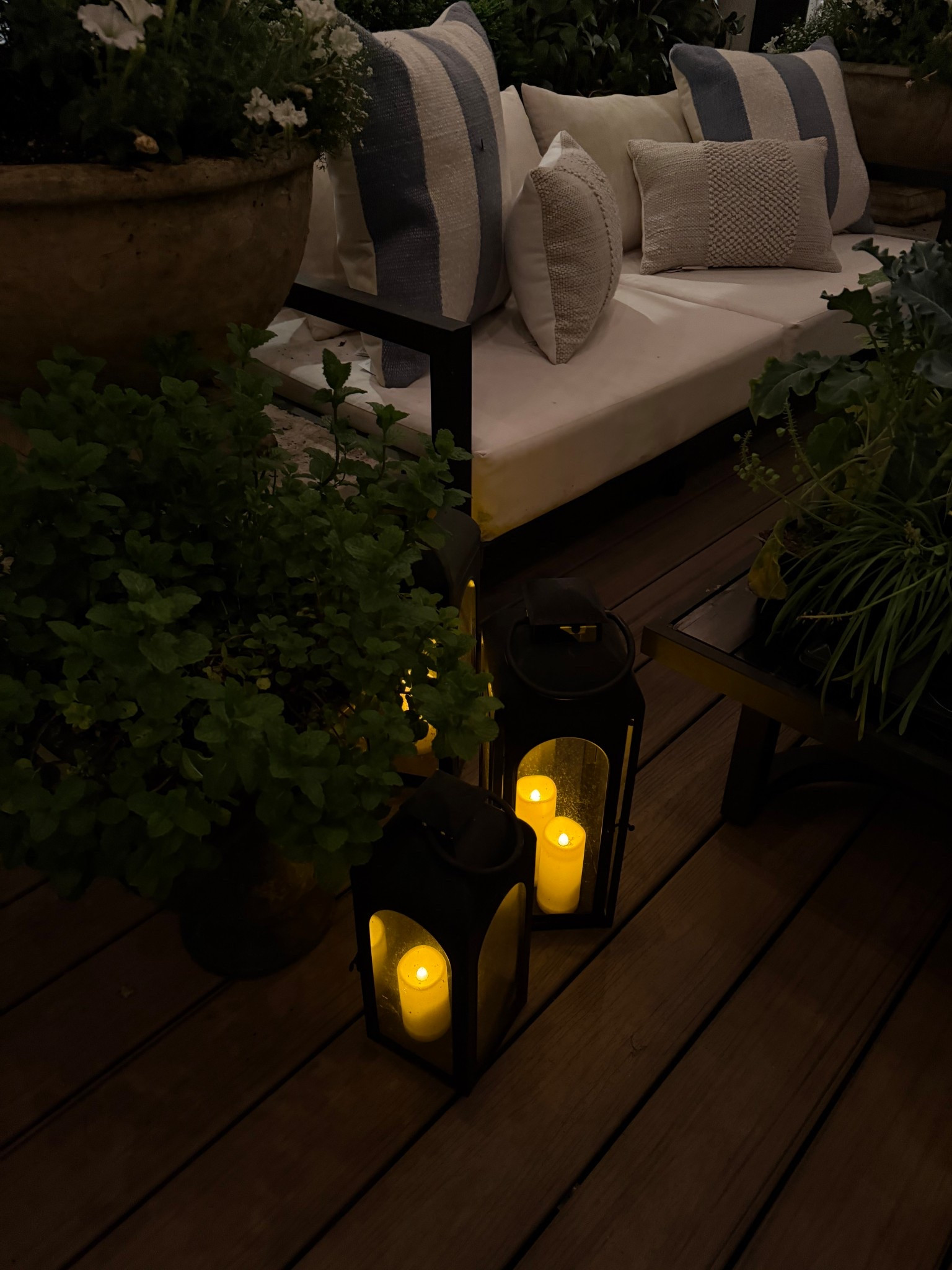 I’ve died and gone to heaven! The blue pillows, the lanterns, the flickering candles (the remote ones that come on at 6pm every night!) I’m such a happy girl in the space!

#LTKSeasonal #LTKHome #LTKdayinmylife