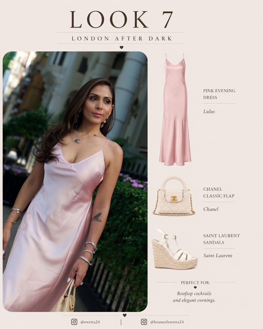 For rooftop cocktails and elegant London nights, I chose this satin pink slip dress with a Chanel bag and Saint Laurent wedges. Soft, feminine, and effortlessly timeless. 

 #LTKgrwm #LTKActive #LTKBeauty