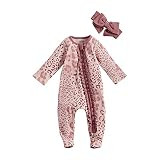 Mud Pie Baby Girls' Mauve Leopard Sleeper and Headband, 0-3 Months | Amazon (US)