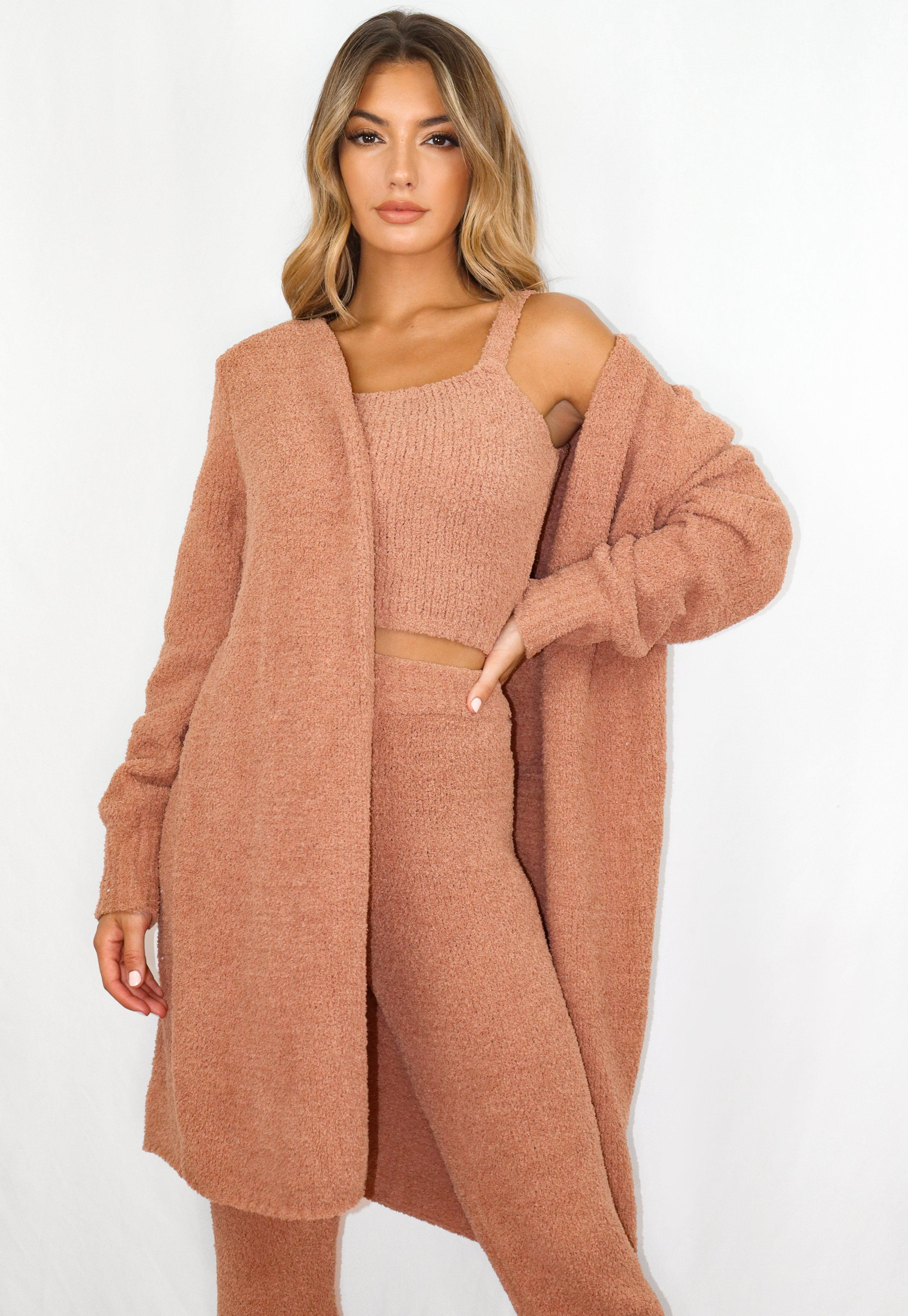 Mocha Popcorn Knit Long Cardigan | Missguided (US & CA)