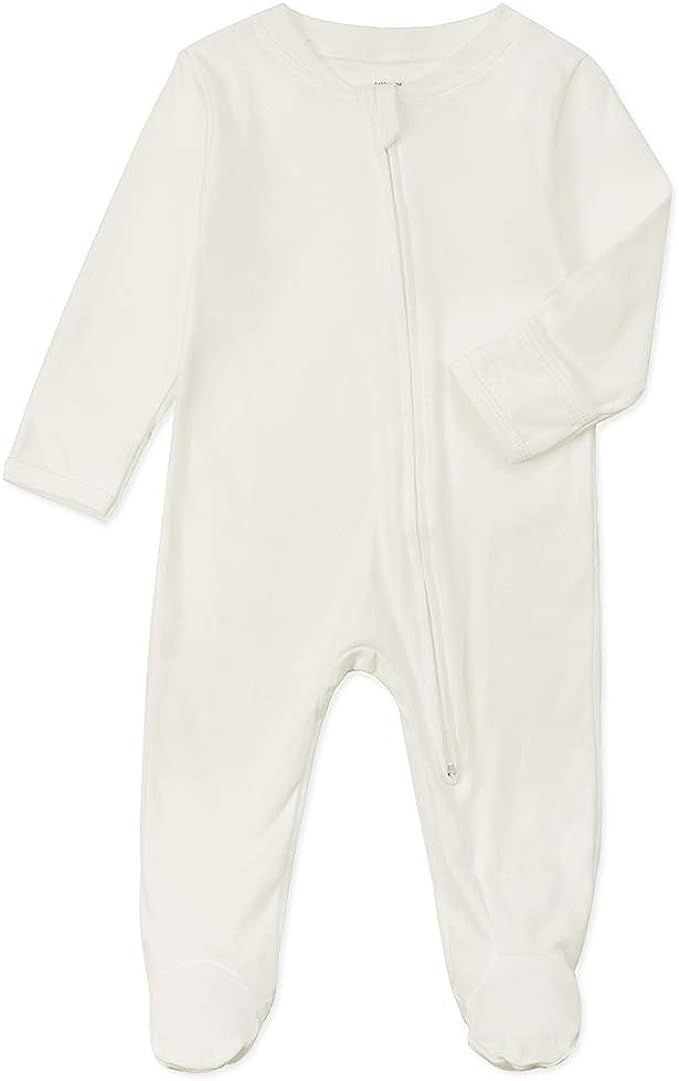 Organic Cotton Baby Footed Pajamas with Mittens Newborn Zip Up Onesie Sleeper | Amazon (US)