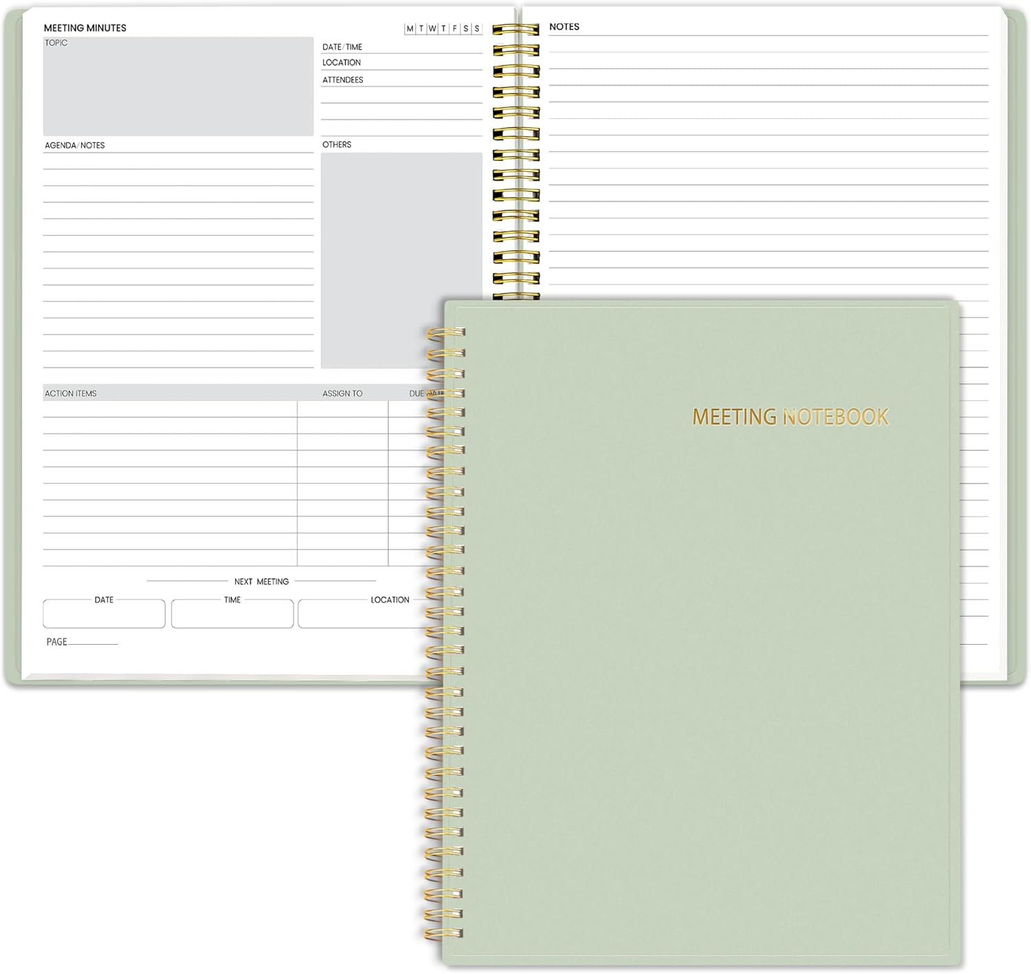 SUNEE Half Meeting Half Note - 8.5"x11" Professional Notebooks for Work - 160 Pages, A4 Size Project Planner, Spiral Meeting Agenda/Minutes Organizer for Women Men, Note Taking, Office & Business | Amazon (US)