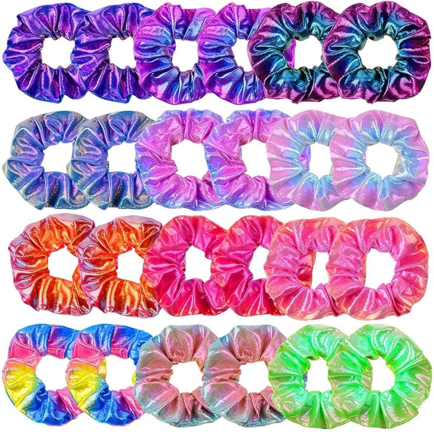 24Pcs Hair Scrunchies for Girls Shiny Metallic Scrunchies Cute Elastic Hair Bands Scrunchy Hair T... | Amazon (US)