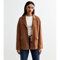 Women's Tan Soft Faux Suede Lightweight Blazer New Look | New Look (UK)