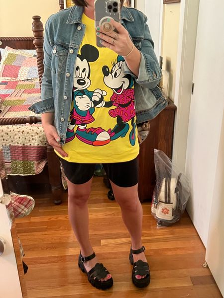 Neon Mickey and Minnie shirt is on sale today! Wearing a large // disney style, disney outfit, casual

#LTKtravel #LTKunder50 #LTKsalealert