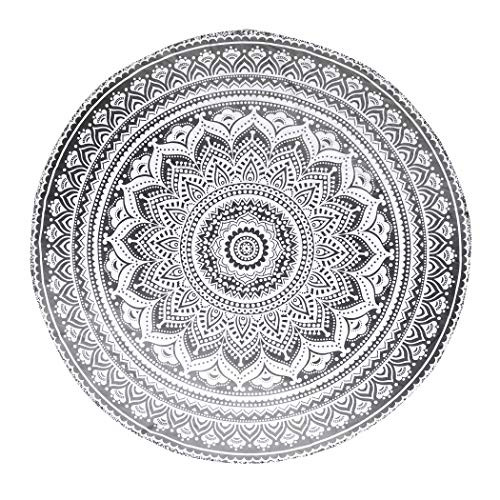 Popular Handicrafts Round Tapestry Wall Hanging Ombre Hippie Mandala Bohemian Hippy Intricate Indian Tapestries Tablecloth 70 Inches,(178cm) Black Grey | Amazon (US)